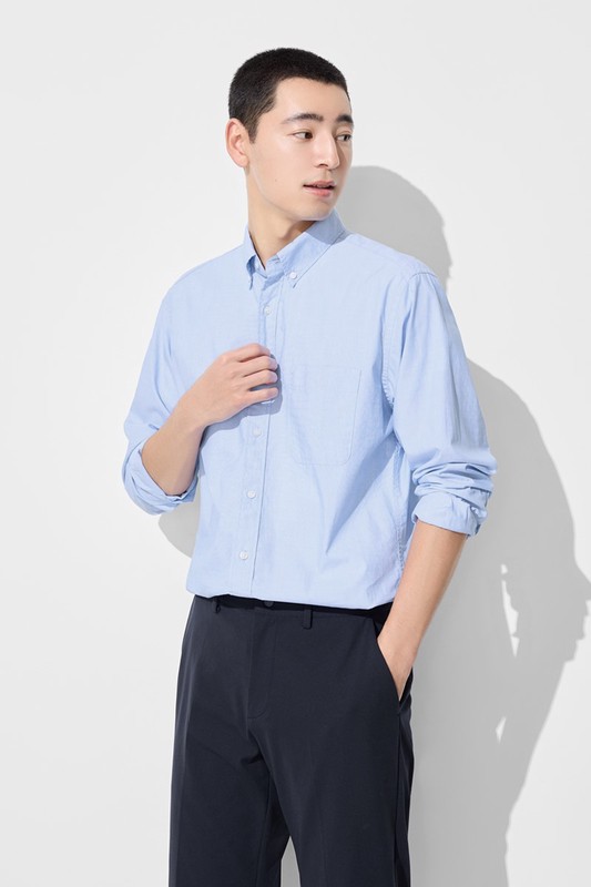 柔棉長袖襯衫-男
