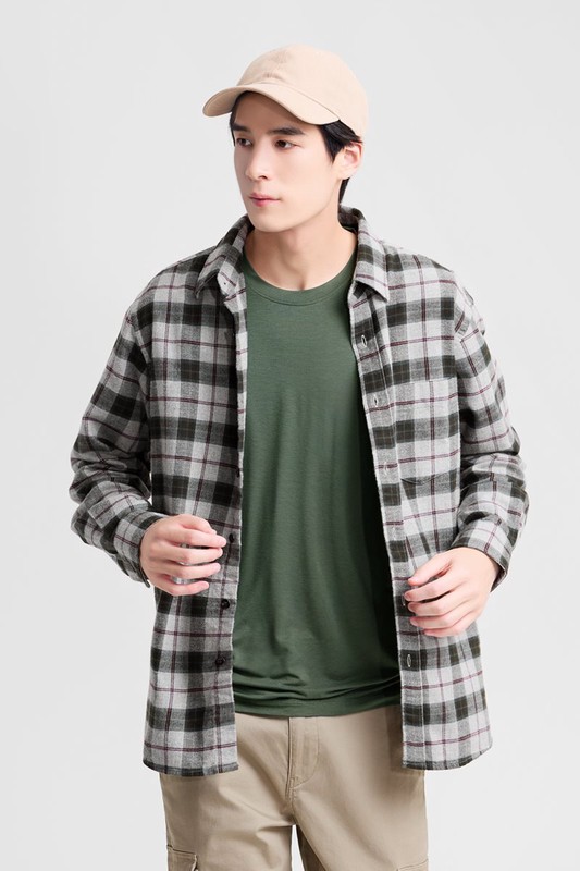 heatup圓領九分袖上衣-男