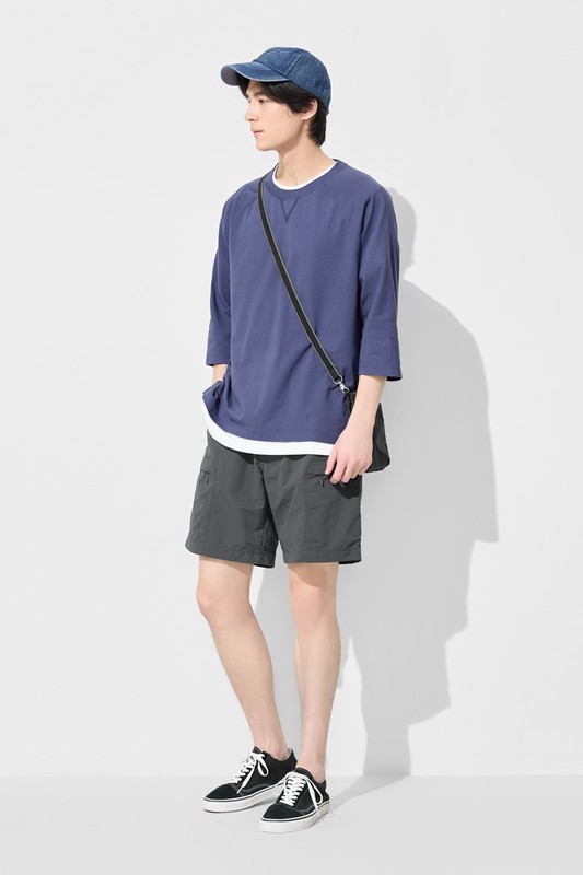 純棉厚寬版七分袖T恤-男