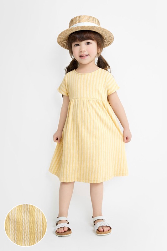 條紋印花連袖洋裝-童