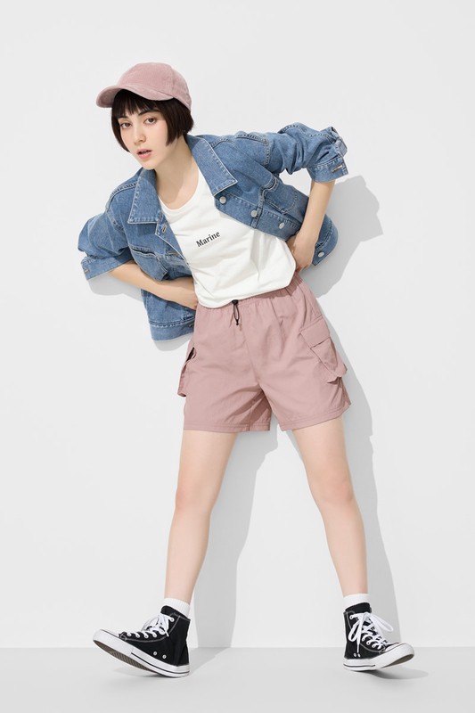 輕便工裝短褲-女
