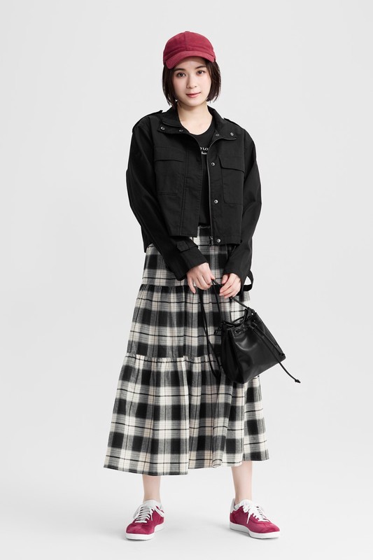 水洗立領短版外套-女