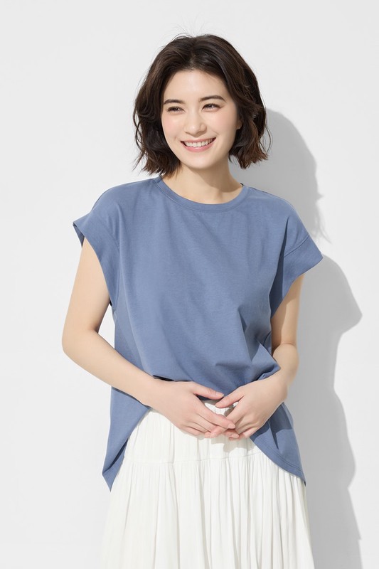 柔滑棉連袖抽皺上衣-女