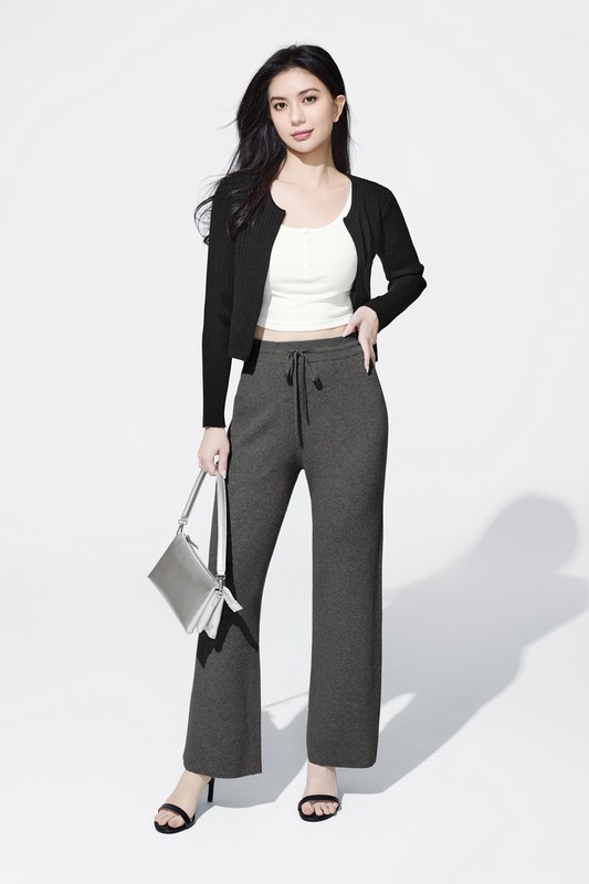 針織羅紋長褲-女