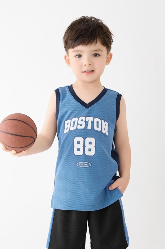 吸排網眼文字印花背心-童