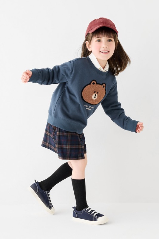 LINE FRIENDS毛圈電繡圓領衫-01-童