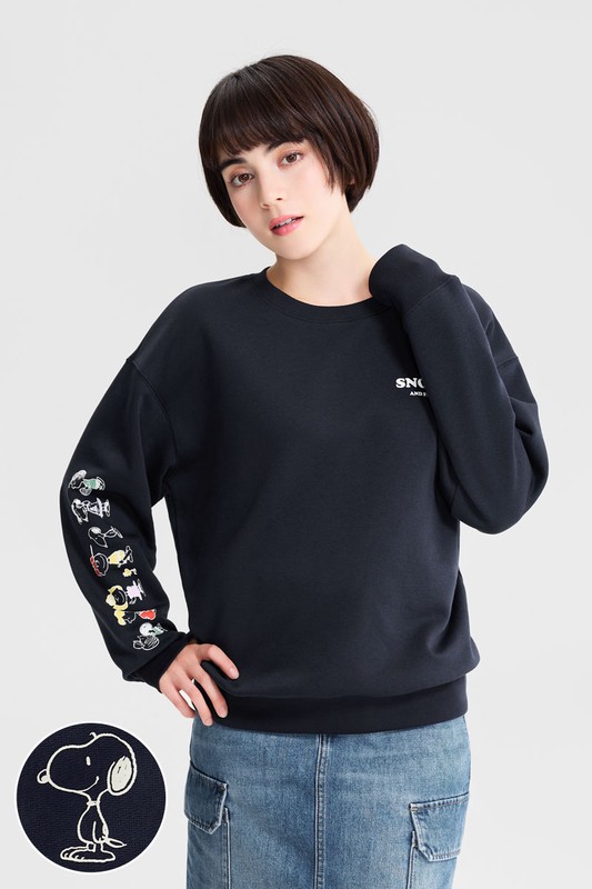 史努比系列刷毛印花圓領衫-12-女