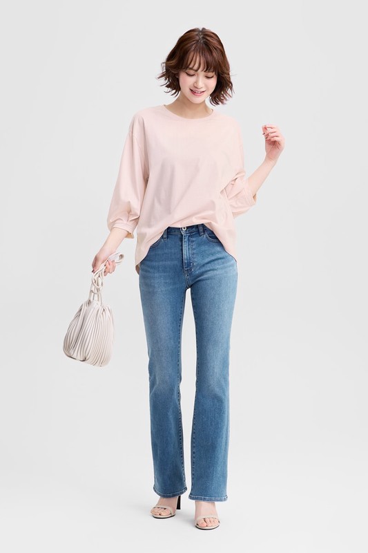 絲光棉寬版七分袖上衣-女