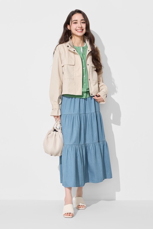 水洗立領短版外套-女