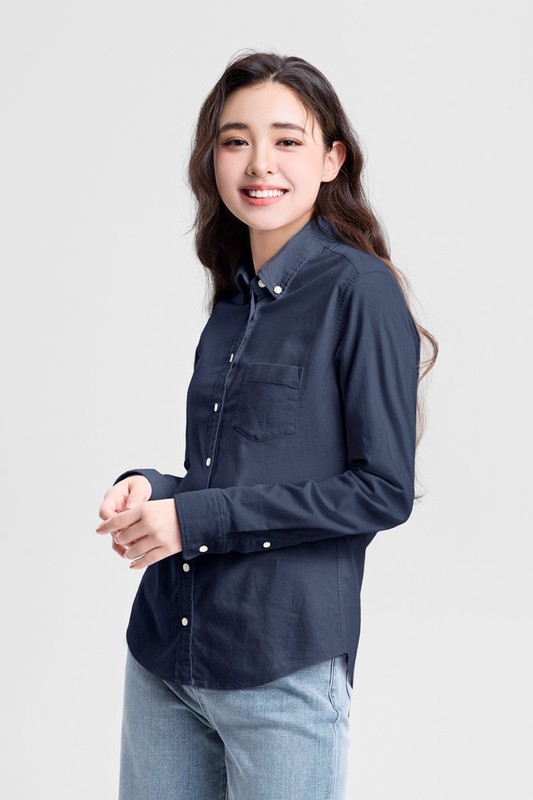 牛津修身長袖襯衫-女