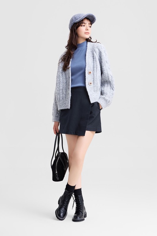 羅紋立領長袖T恤-女