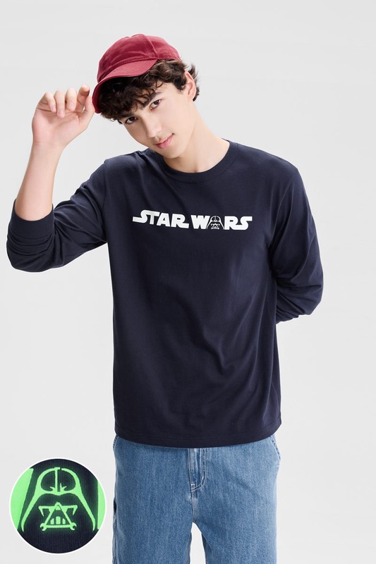 STAR WARS系列寬版長袖印花T恤-01-男