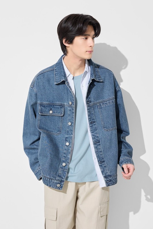 牛仔寬版外套-男