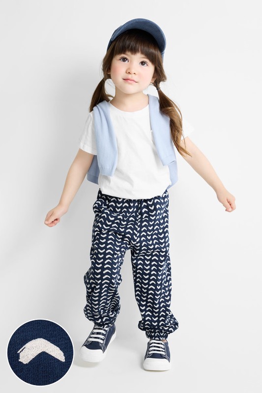 竹節棉印花束口褲-童