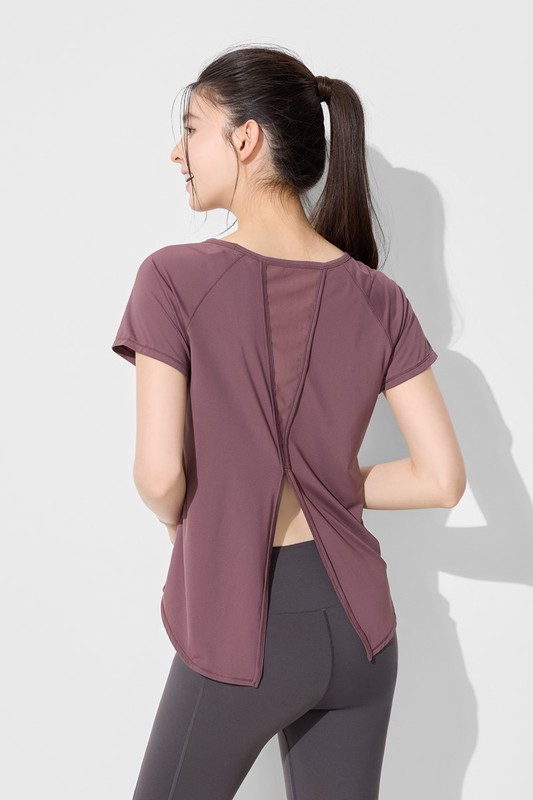運動開衩綁帶短袖T恤-女