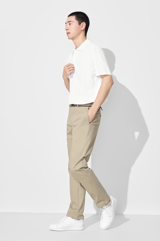 Slim Fit修身直筒卡其褲-男