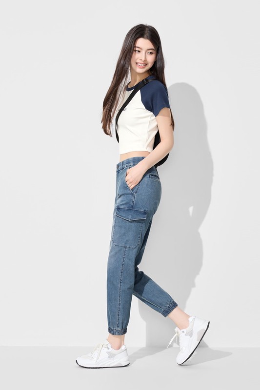 工裝牛仔束口褲-男