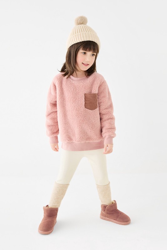 長刷毛圓領上衣-童