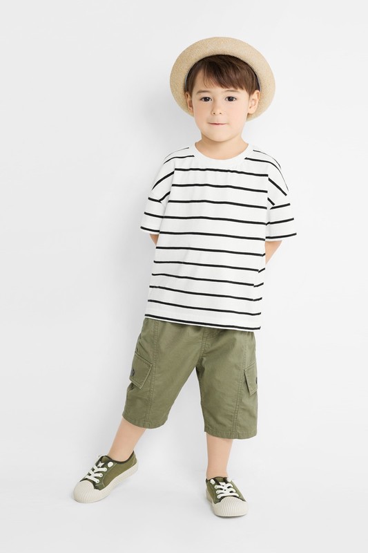 純棉工裝七分褲-童