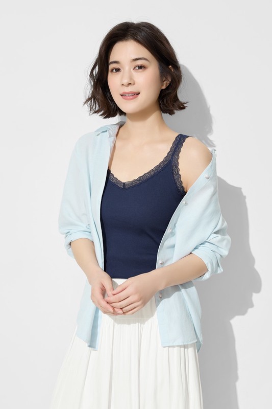 羅紋蕾絲背心-女