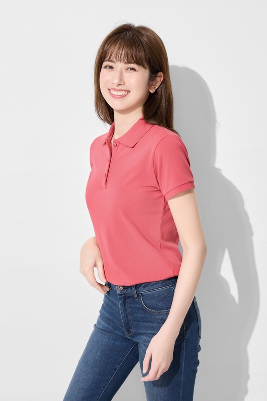 棉質網眼彈性polo衫-女