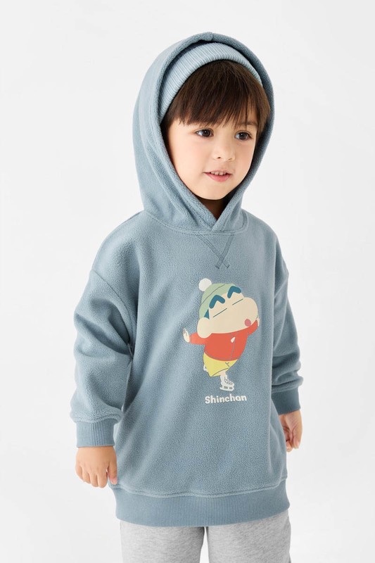 蠟筆小新Fleece寬鬆連帽上衣-童