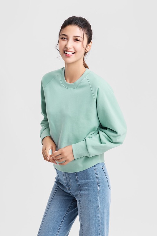 毛圈寬版休閒圓領衫-女