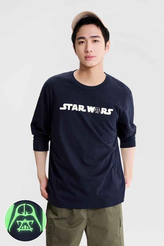 STAR WARS系列寬版長袖印花T恤-01-男