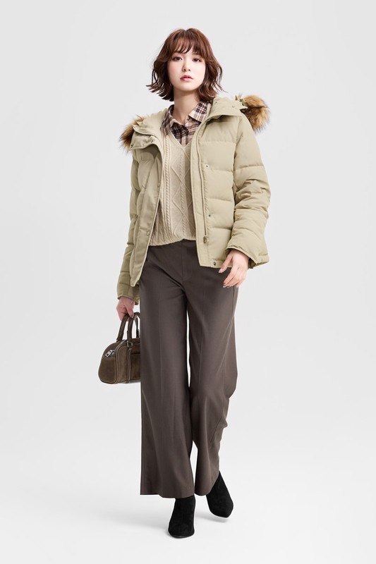 極暖羽絨帽毛連帽外套-女