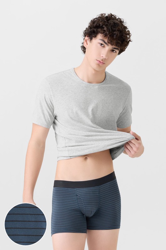 棉質中腰條紋平口內褲-男