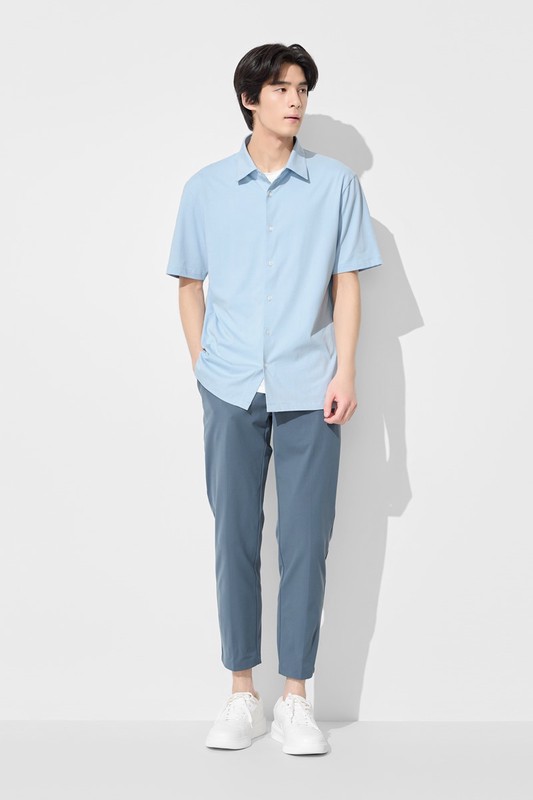 彈性休閒九分褲-男