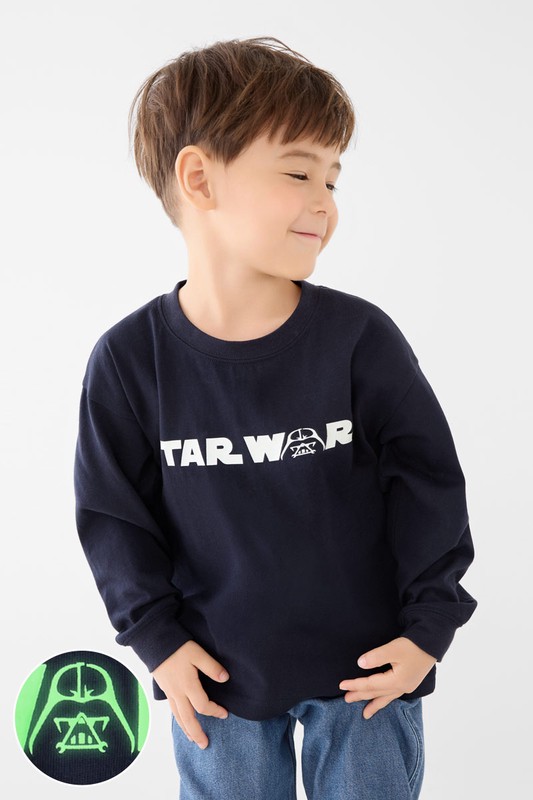 STAR WARS系列寬版長袖印花T恤-01-童