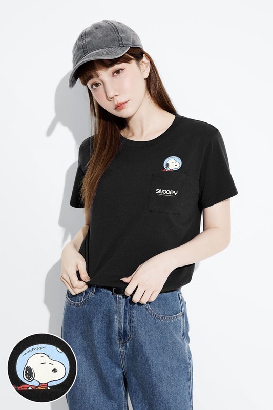 史努比系列口袋印花T恤-15-女