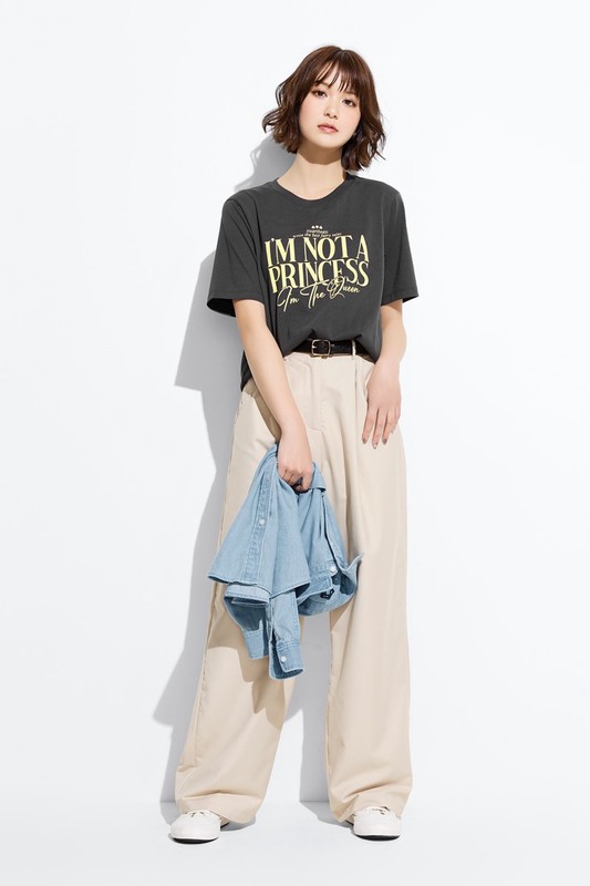 文字寬版印花T恤-11-女