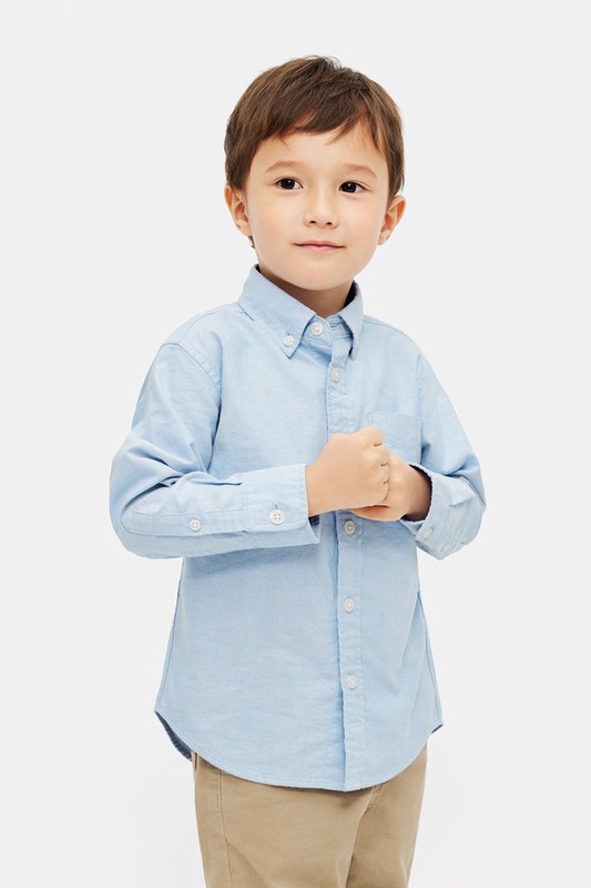 牛津長袖襯衫-童