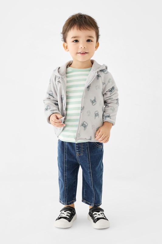 牛仔剪接錐形褲-Baby