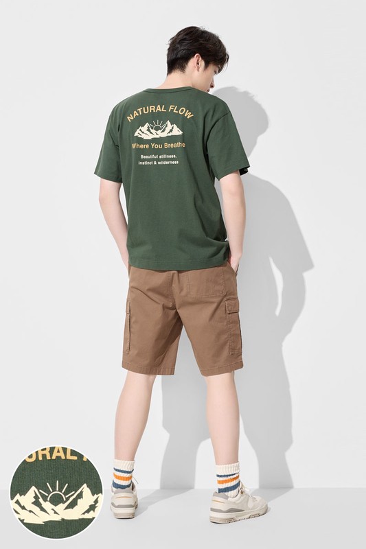 粗紡寬版文字印花T恤-03-男