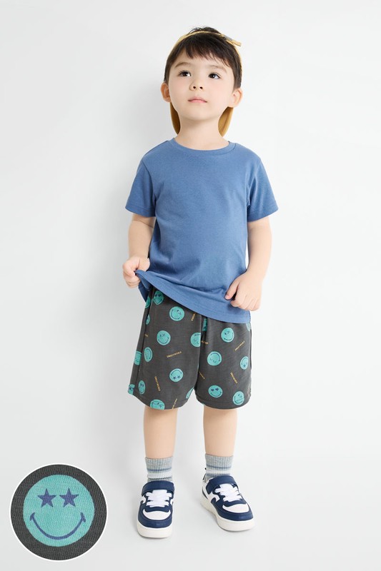 SmileyWorld®竹節棉印花口袋短褲-童