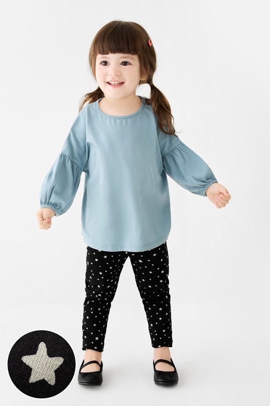 彈力印花九分內搭褲-02-童