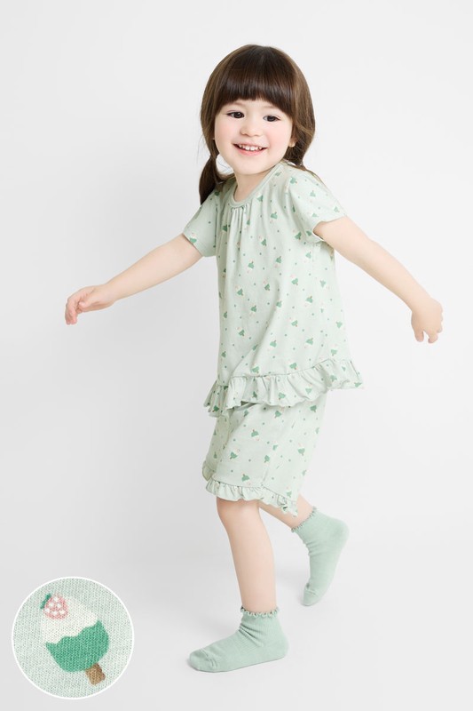 純棉雪糕印花荷葉造型家居套裝-童