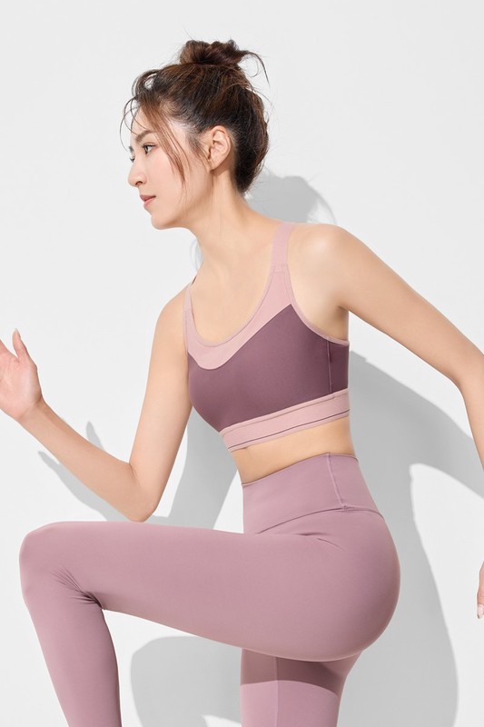 高度支撐背扣式配色Bra背心-女
