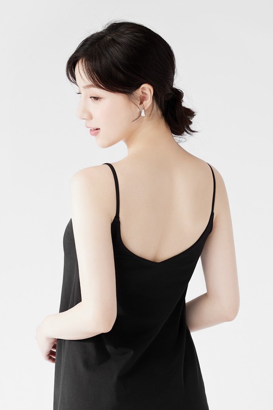 Bra V領細肩帶洋裝-女