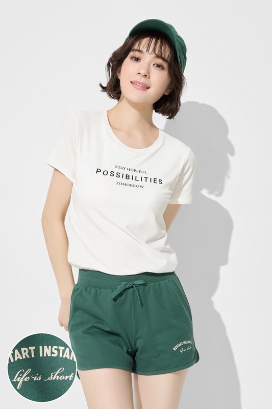 小毛圈文字印花短褲-女