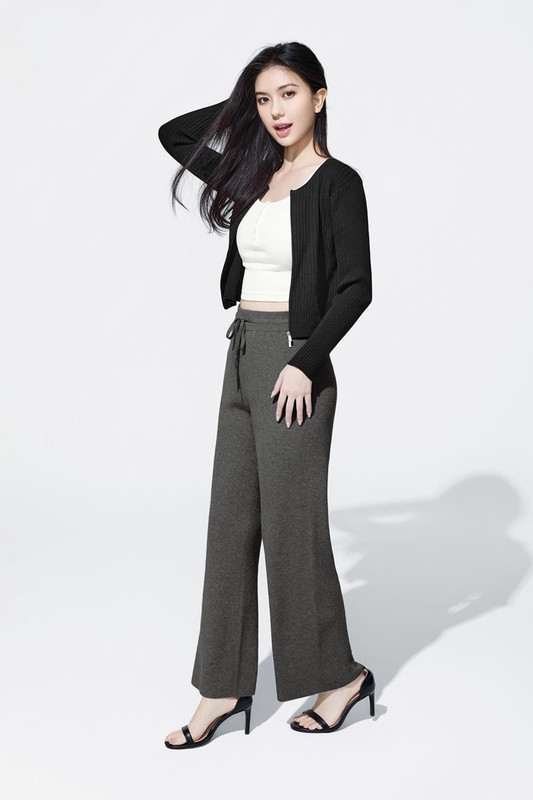 針織羅紋長褲-女