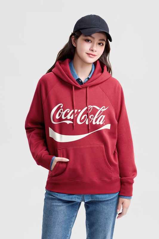 可口可樂刷毛印花連帽衫-01-女