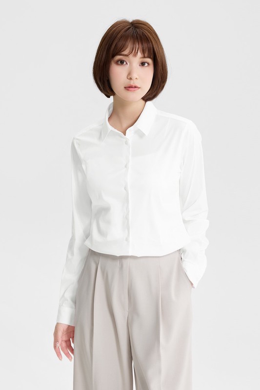 商務彈性長袖襯衫-女
