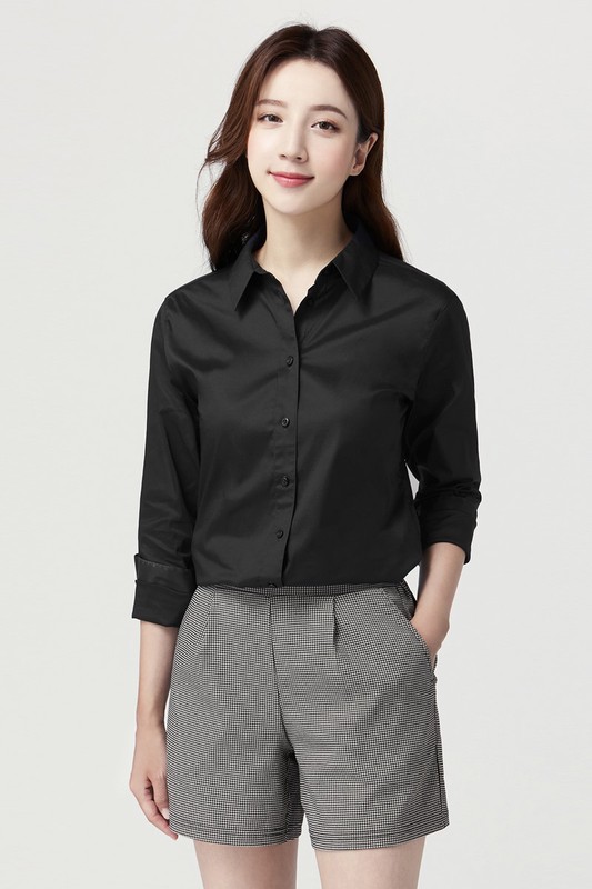 商務彈性長袖襯衫-女