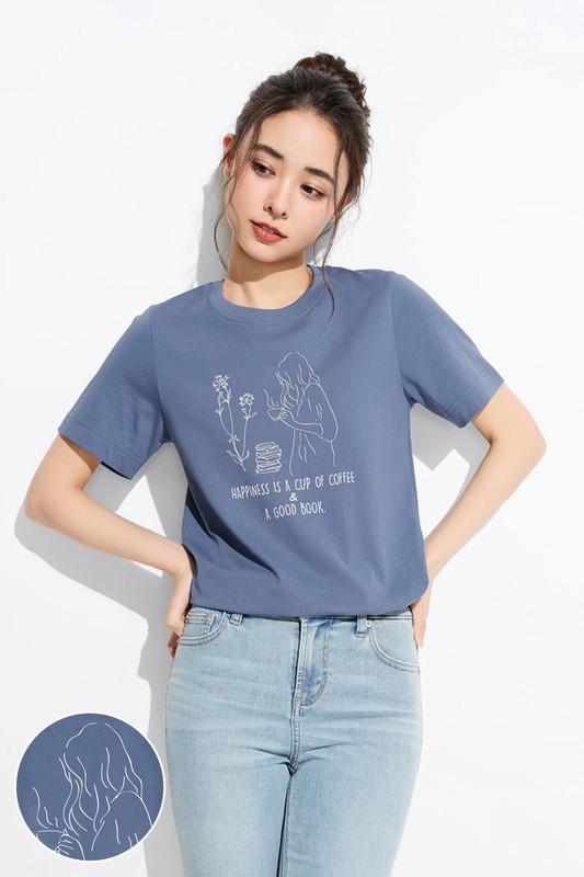 幸福日常厚版印花T恤-女