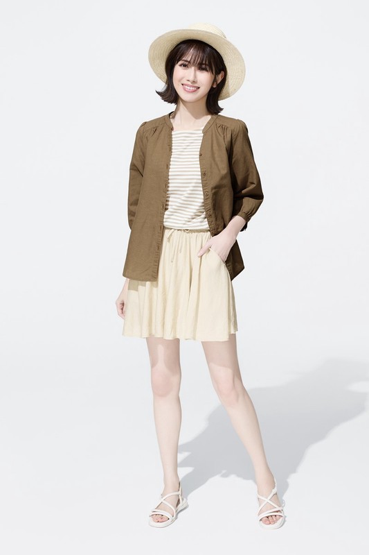 棉麻七分袖襯衫-女