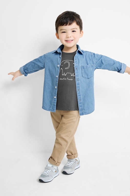 棉質彈性長褲-童